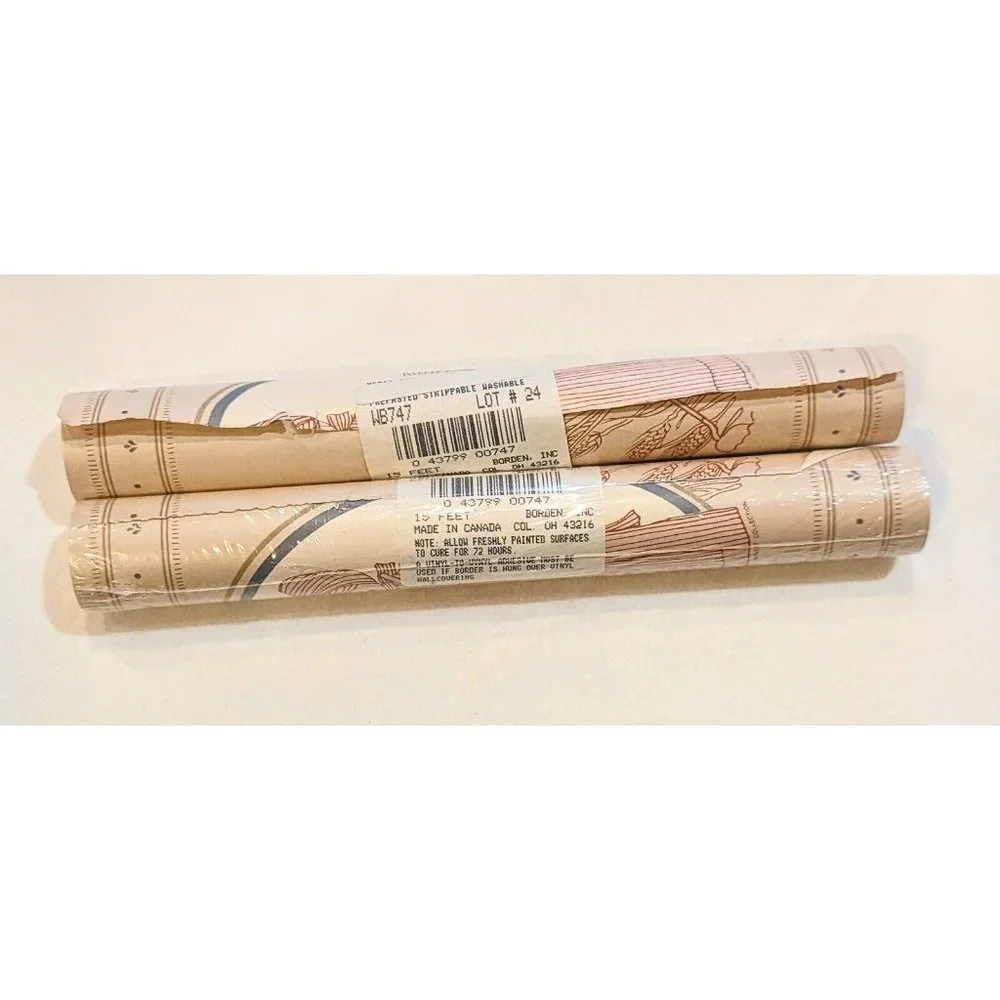2 Border Rolls VTG Country Kitchen Home Sweet Home Vinyl Wallpaper Borden